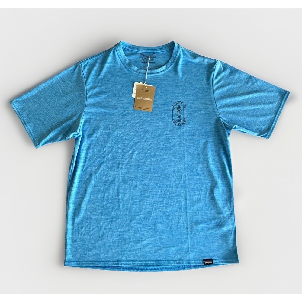 Patagonia Shirt Mens Small Blue Capilene Cool Daily Climbing Graphic Tee NWT